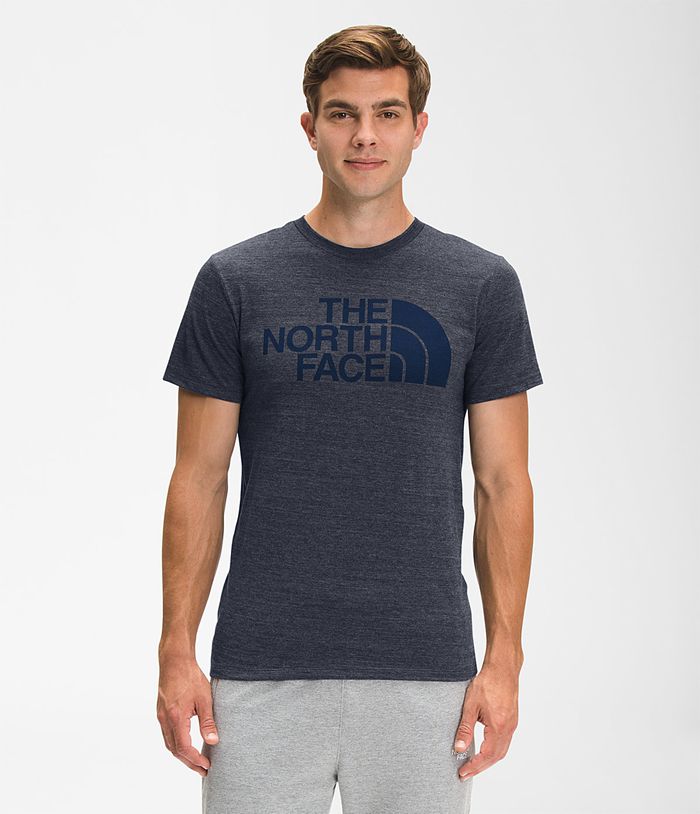 The North Face T-Shirts Short Sleeve Half Dome Tri-Blend Navy - Mens - Thailand JIVHP-1729